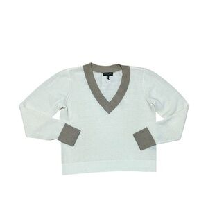 Rag & Bone Merino Wool Contrast Trim Sweater Size XS White Tan
